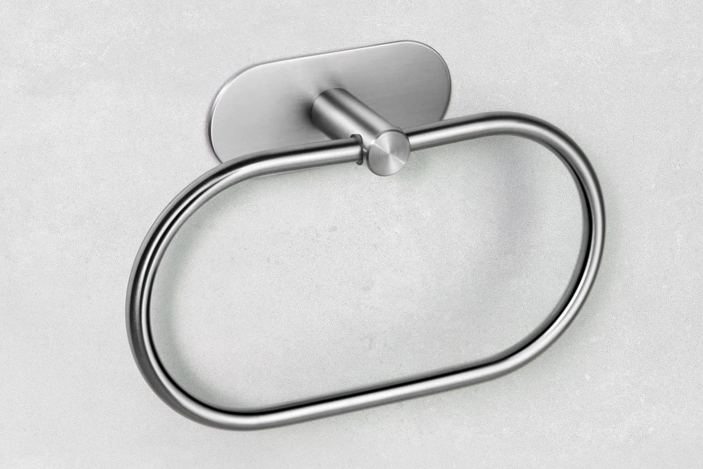 Ambrosya Selbstklebender Handtuchring aus gebürstetem Edelstahl Silber