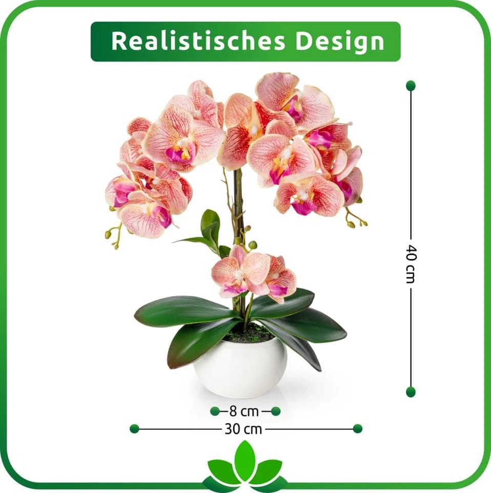 PASCH Kunstorchidee 40cm Hochglanz-Keramiktopf Hellrosa - Bild 5