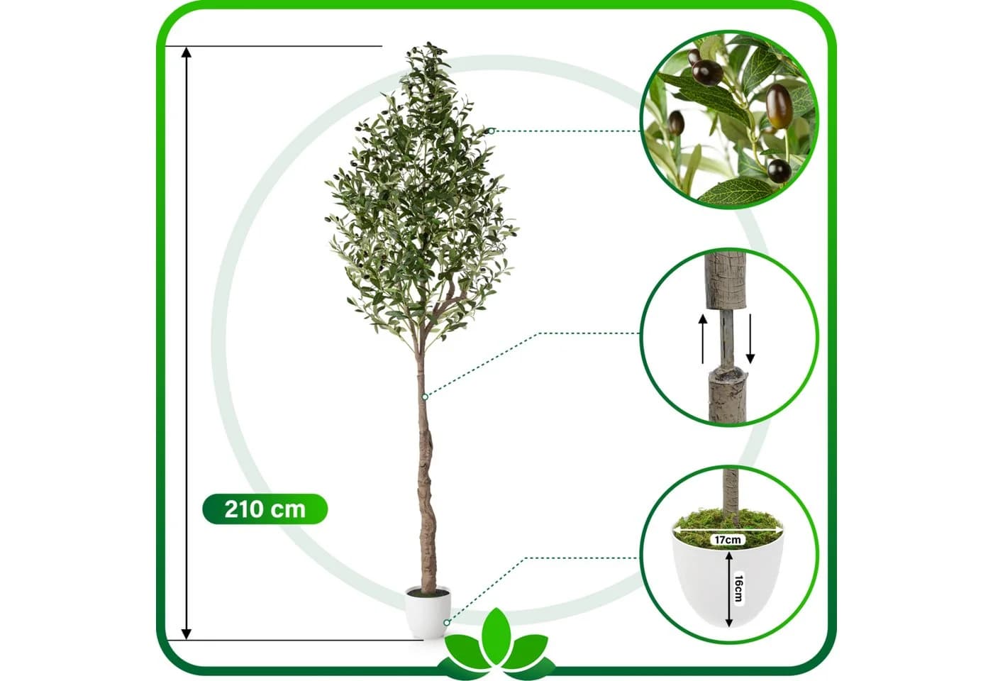 PASCH Künstlicher Olivenbaum 210 cm mit Topf - Bild 4
