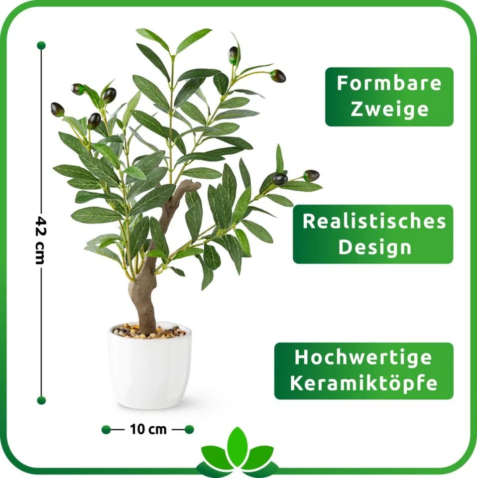 PASCH Kunstpflanze Olivenbaum künstlich klein Keramiktopf Grün - Bild 4