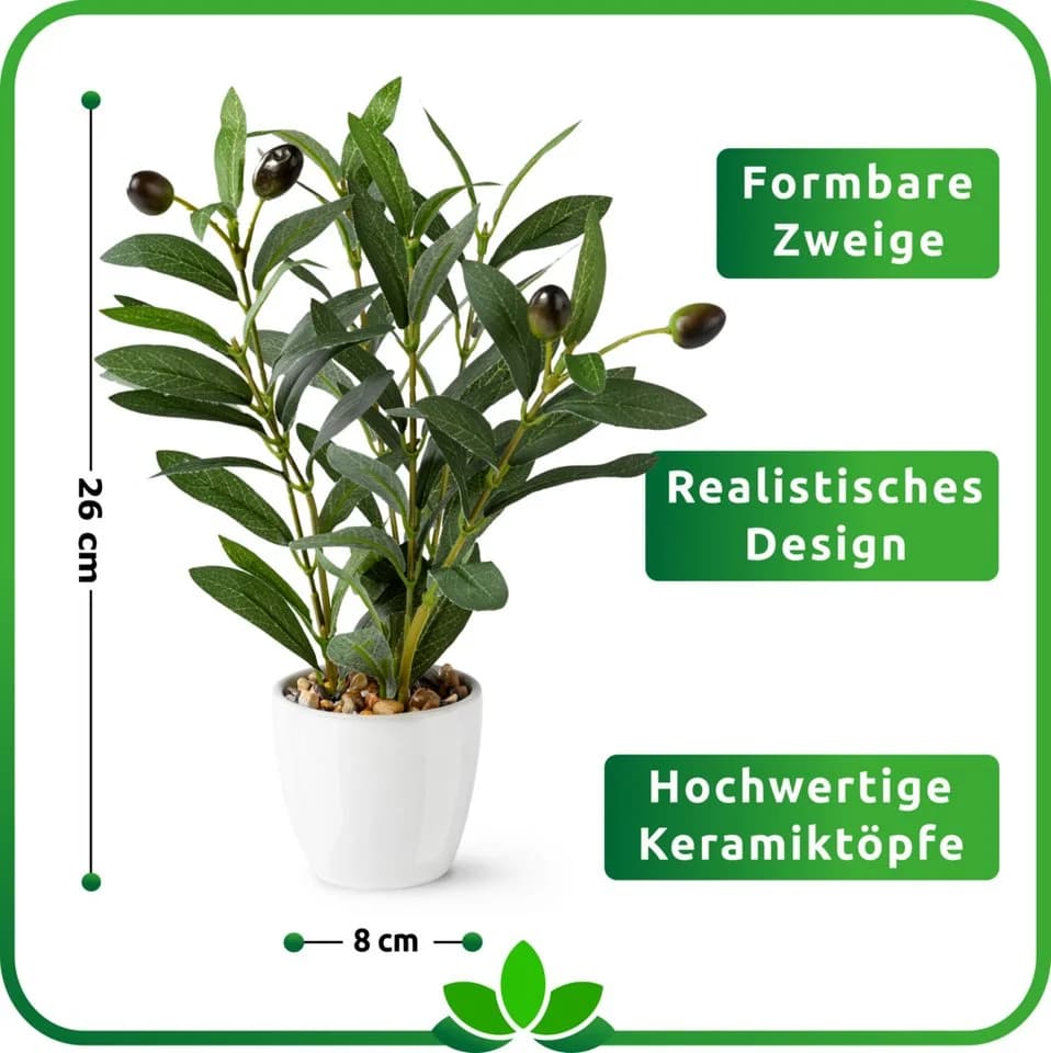 PASCH Kunstpflanze Olivenbaum künstlich klein Keramiktopf - Bild 4