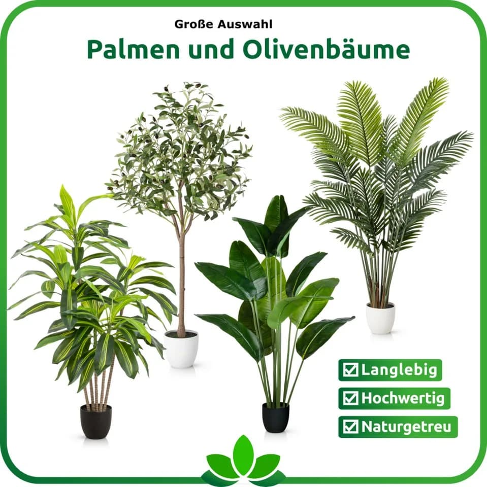 PASCH Künstlicher Bananenbaum mit Topf, Kunstpflanze Grün - Bild 5