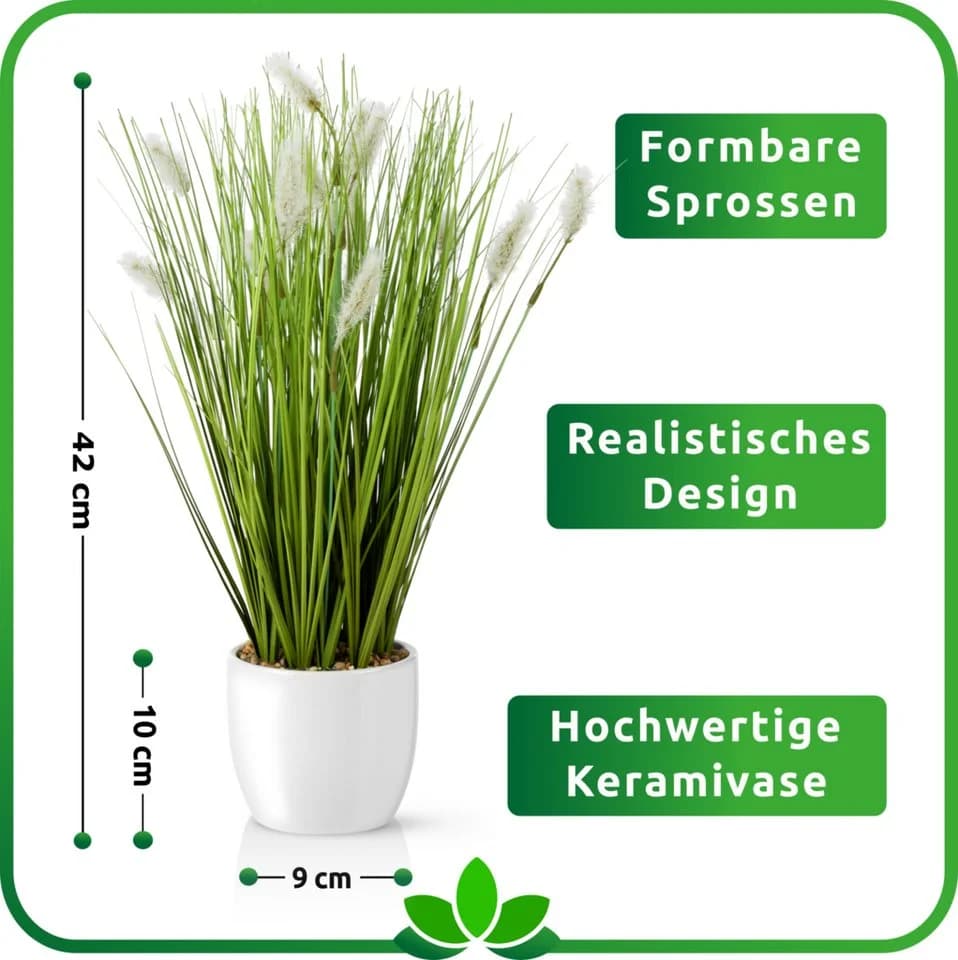 Kunstgras im Topf, Kunstpflanze Gras im Keramiktopf PASCH - Bild 4