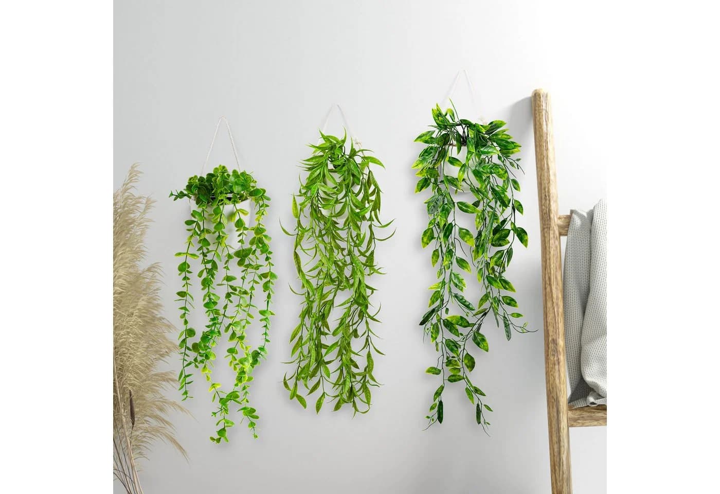 PASCH Kunstpflanze hängend im Keramiktopf Efeu Eukalyptus Monstera - Bild 3