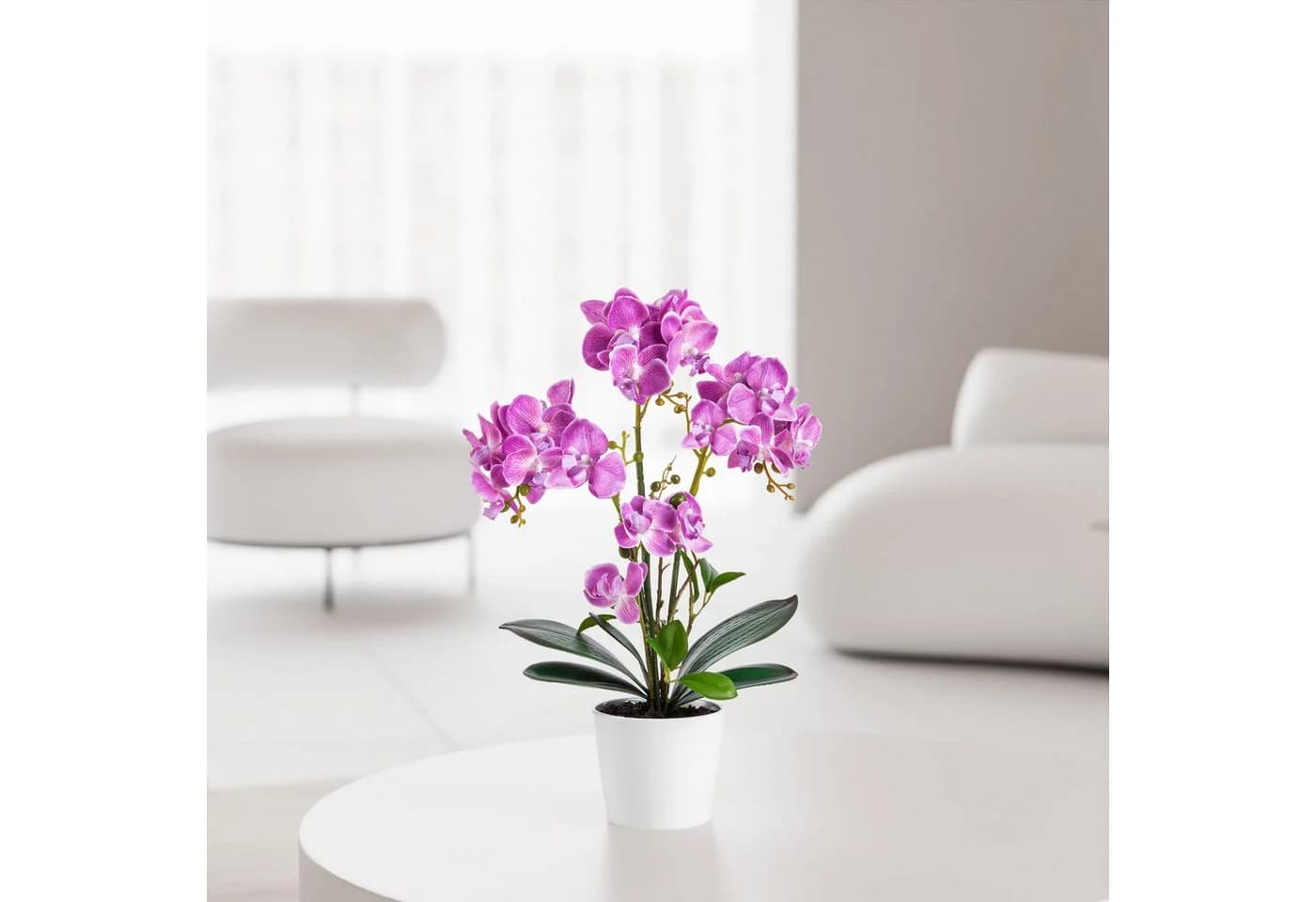 PASCH Kunstorchidee 46cm in Hochglanz-Keramiktopf Rosa Real Touch - Bild 1