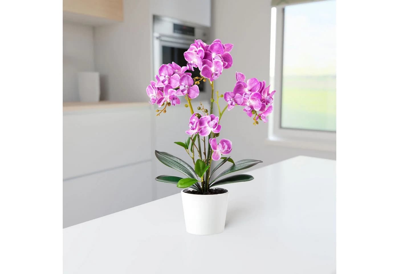 PASCH Kunstorchidee 46cm in Hochglanz-Keramiktopf Rosa Real Touch - Bild 3