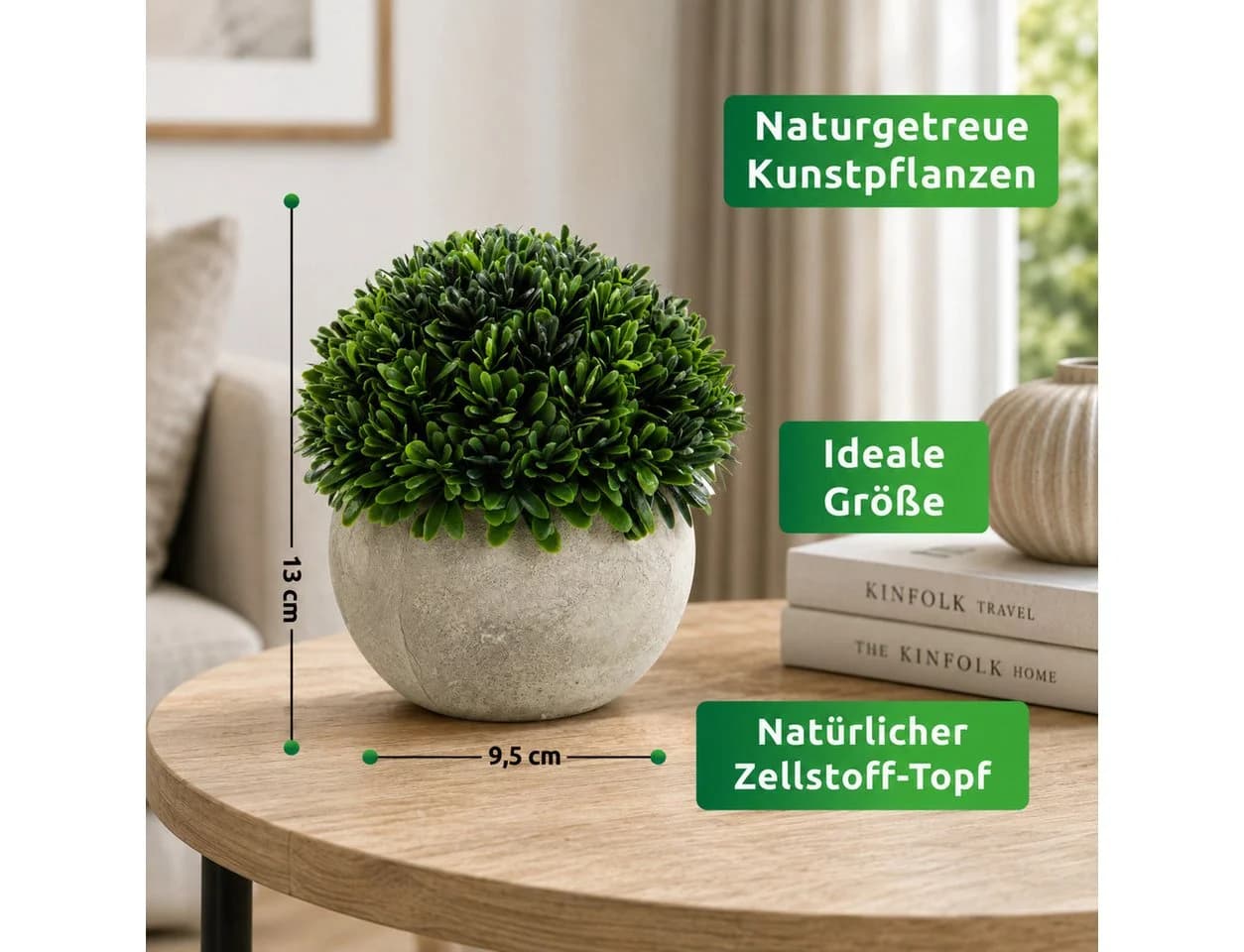 PASCH Künstliche Zimmerpflanze Gräser Heller Topf - Bild 3