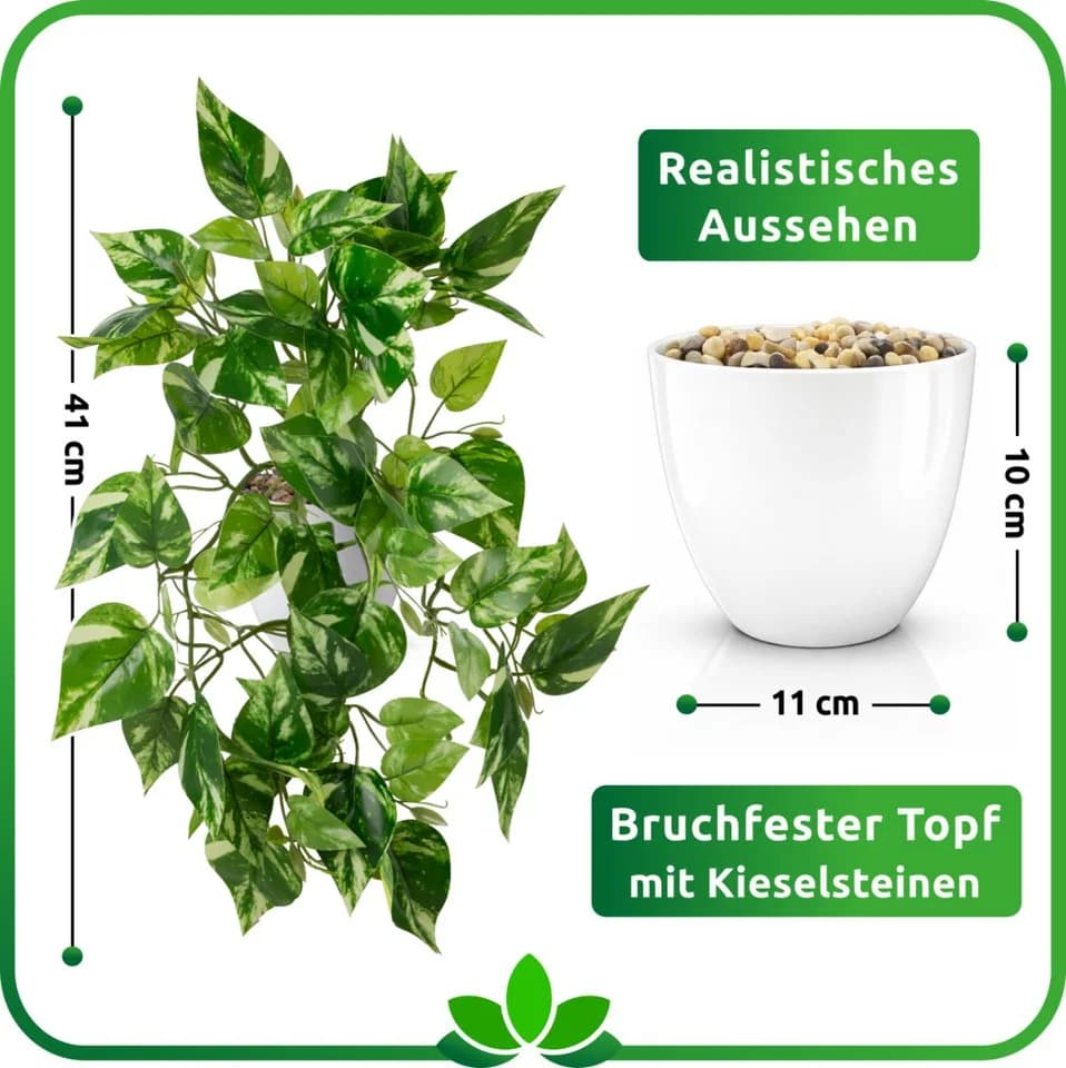 PASCH Künstliche Hängepflanze Efeu & Monstera mit bruchfestem Topf - Bild 4