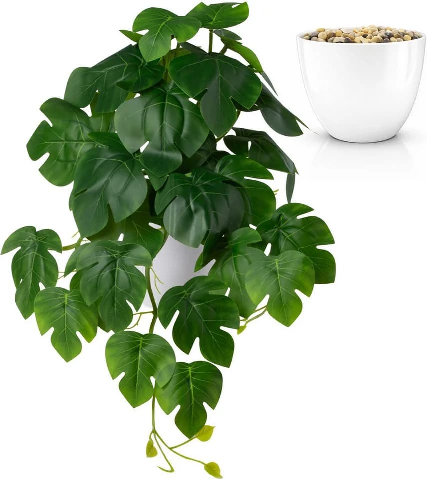 Kunstpflanze Hängepflanze Efeu Monstera in bruchfestem Topf - Bild 2