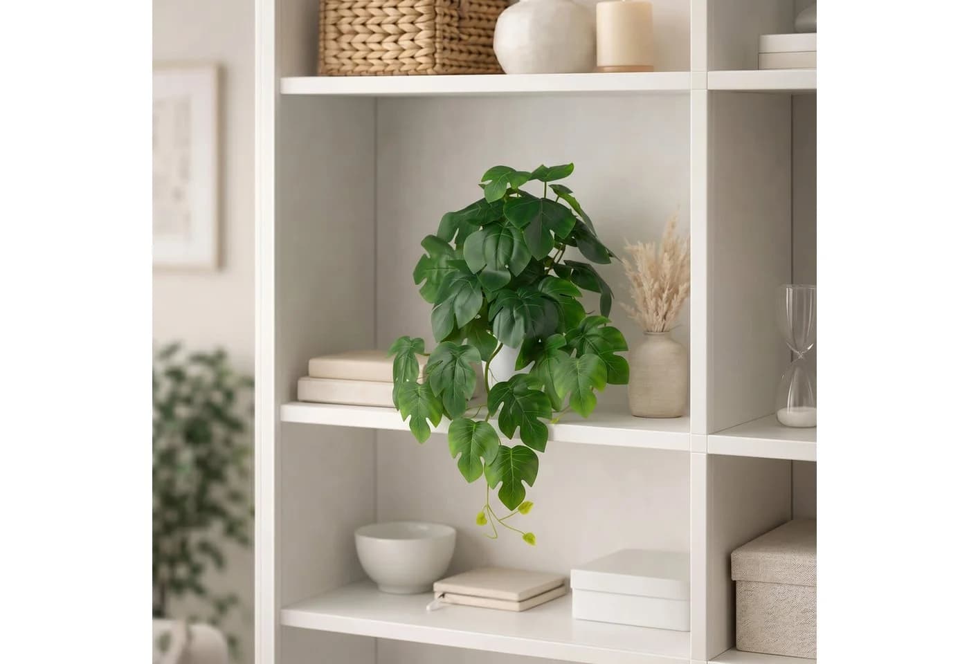 Kunstpflanze Hängepflanze Efeu Monstera in bruchfestem Topf - Bild 5