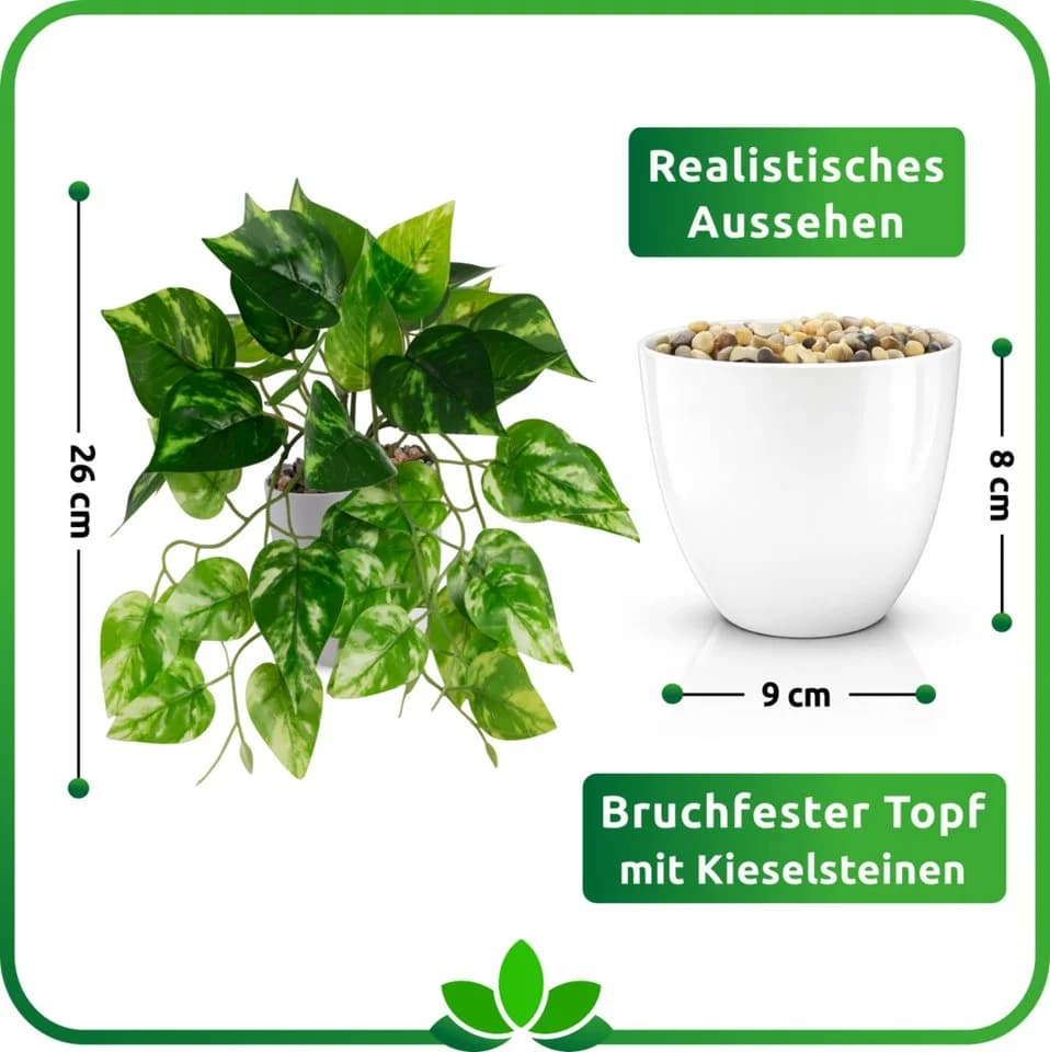 PASCH Kunstpflanze Hängepflanze künstlich mit bruchfestem Topf - Bild 4