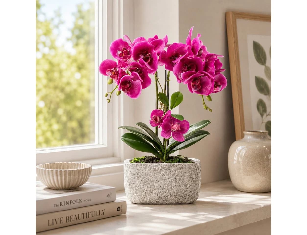 PASCH Kunstorchidee Rosa Urban Stone Topf Real Touch