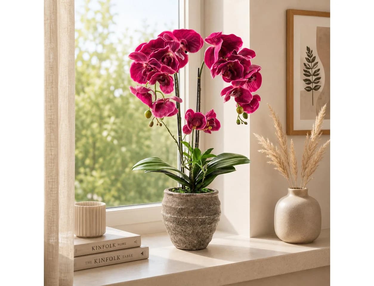 PASCH Kunstorchidee 60cm Urban Stone Topf Lila Real Touch