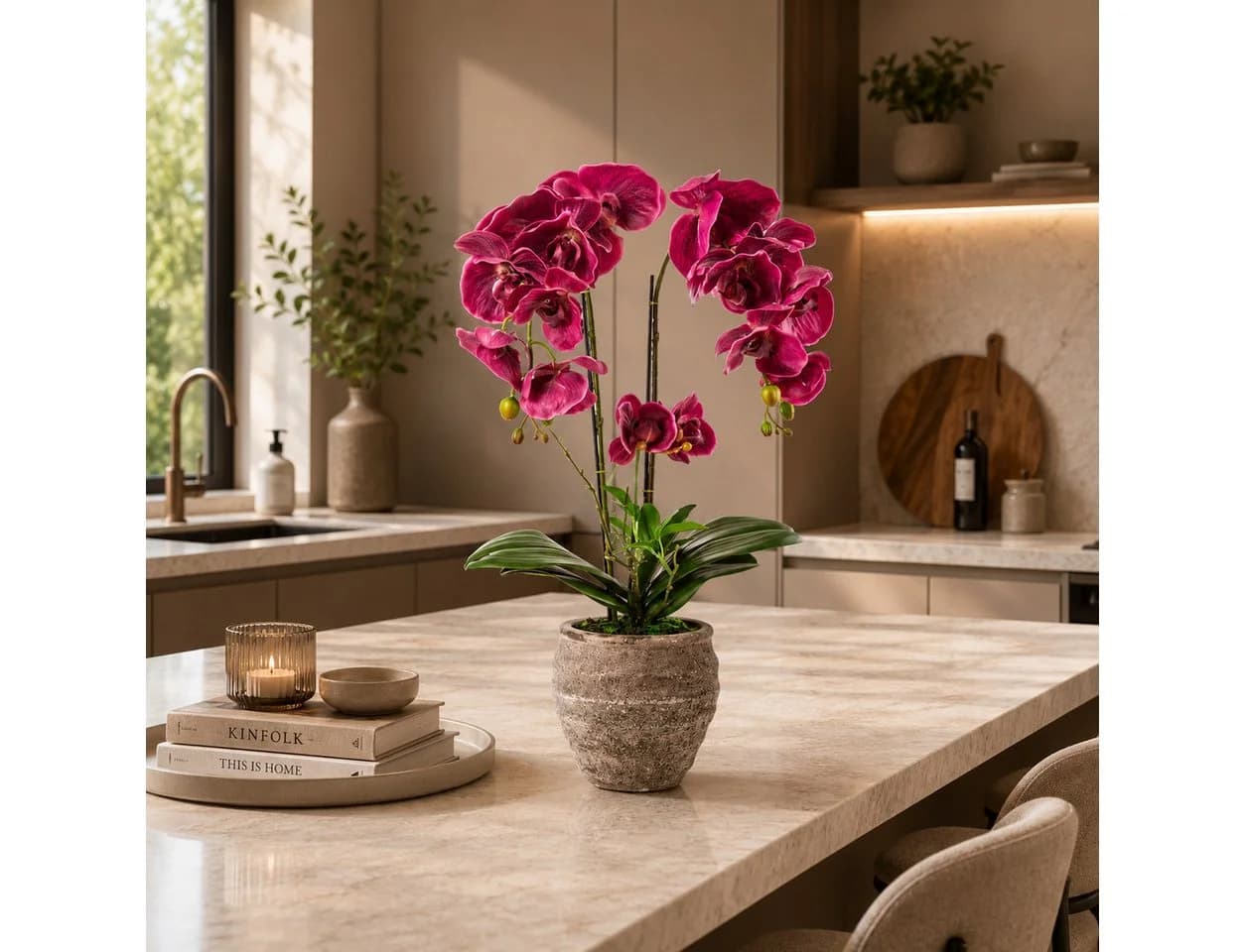 PASCH Kunstorchidee 60cm Urban Stone Topf Lila Real Touch - Bild 5