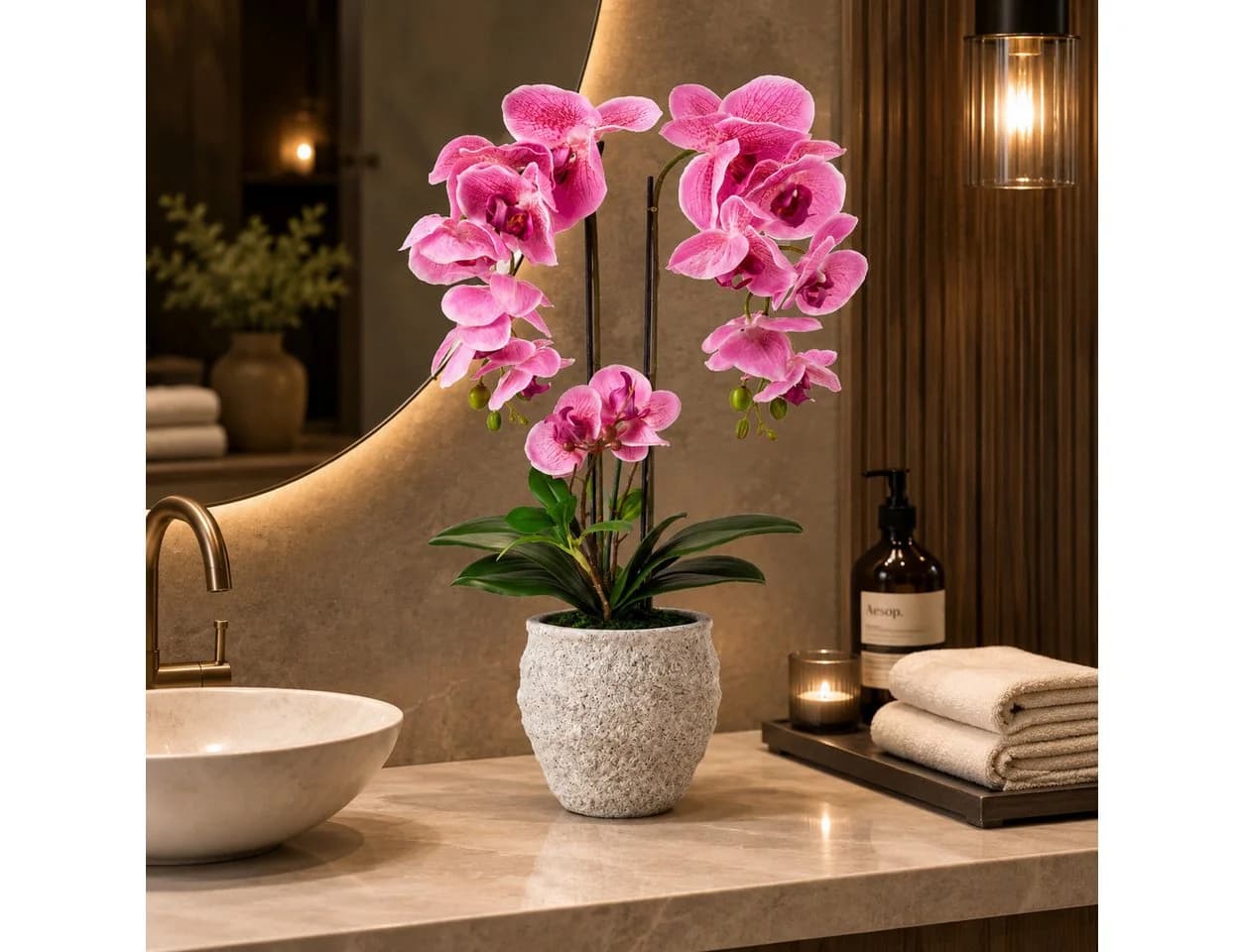PASCH Kunstorchidee 60cm Urban Stone Topf Rosa Real Touch - Bild 5