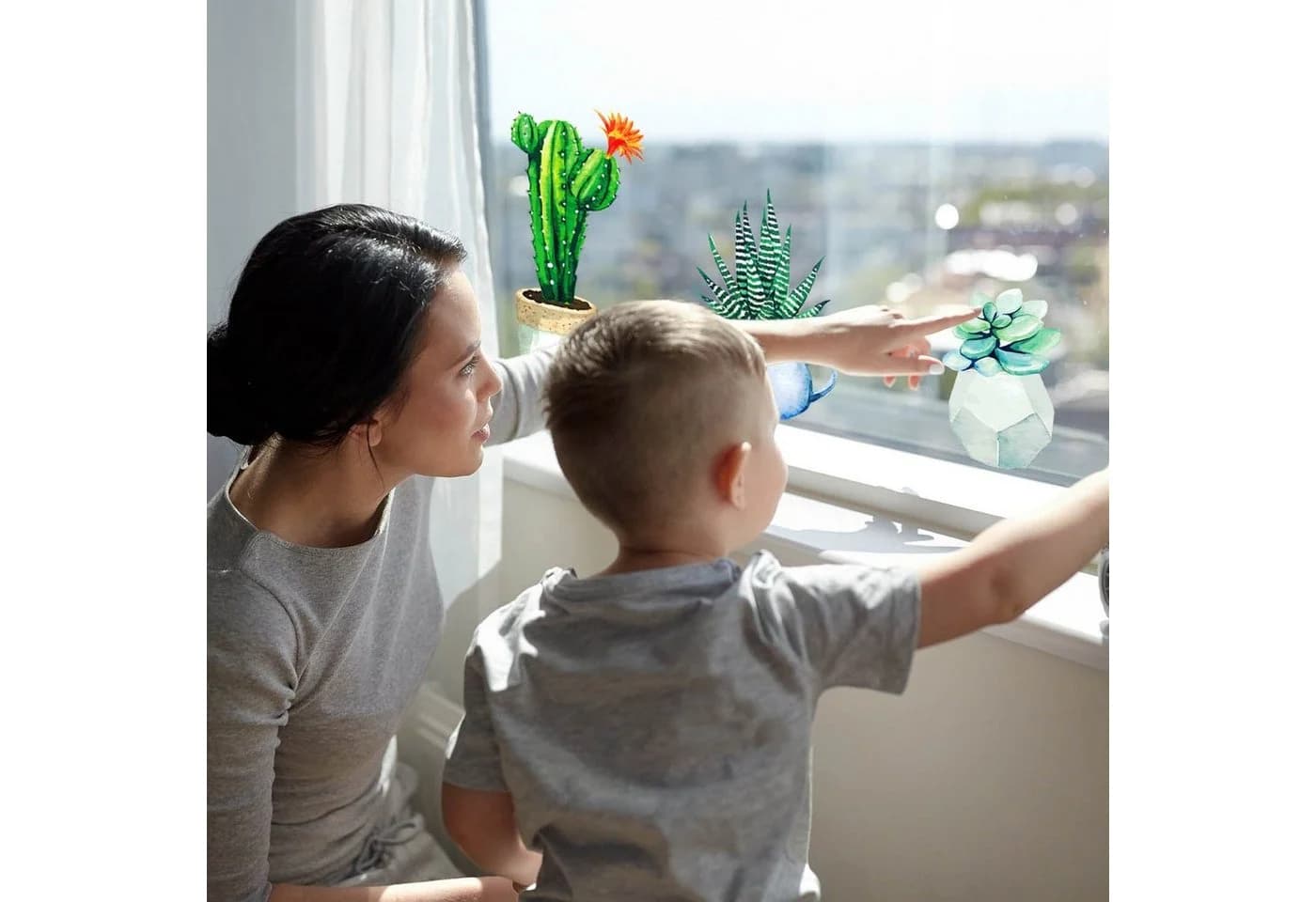 younikat Fensterbilder Aufkleber Pflanzen Grün 19er Set - Bild 5