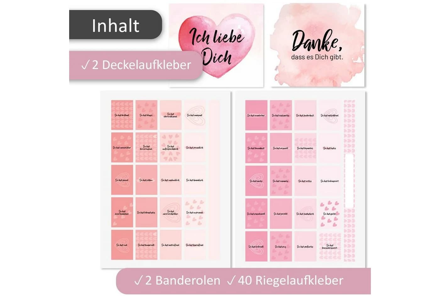 younikat Aufkleber für Merci Schokolade Rosa Aquarell Liebe & Freundschaft