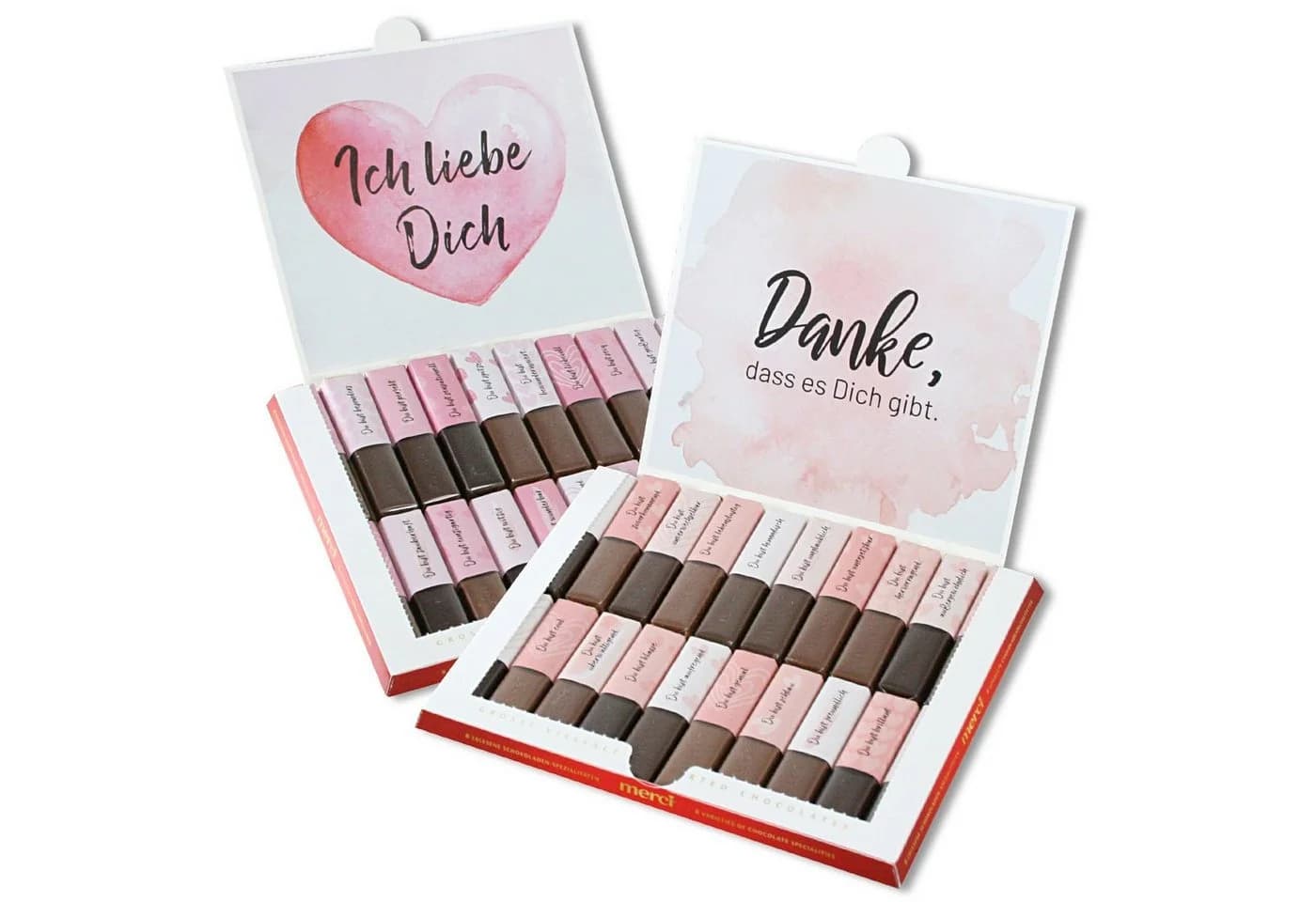 younikat Aufkleber für Merci Schokolade Rosa Aquarell Liebe & Freundschaft - Bild 2