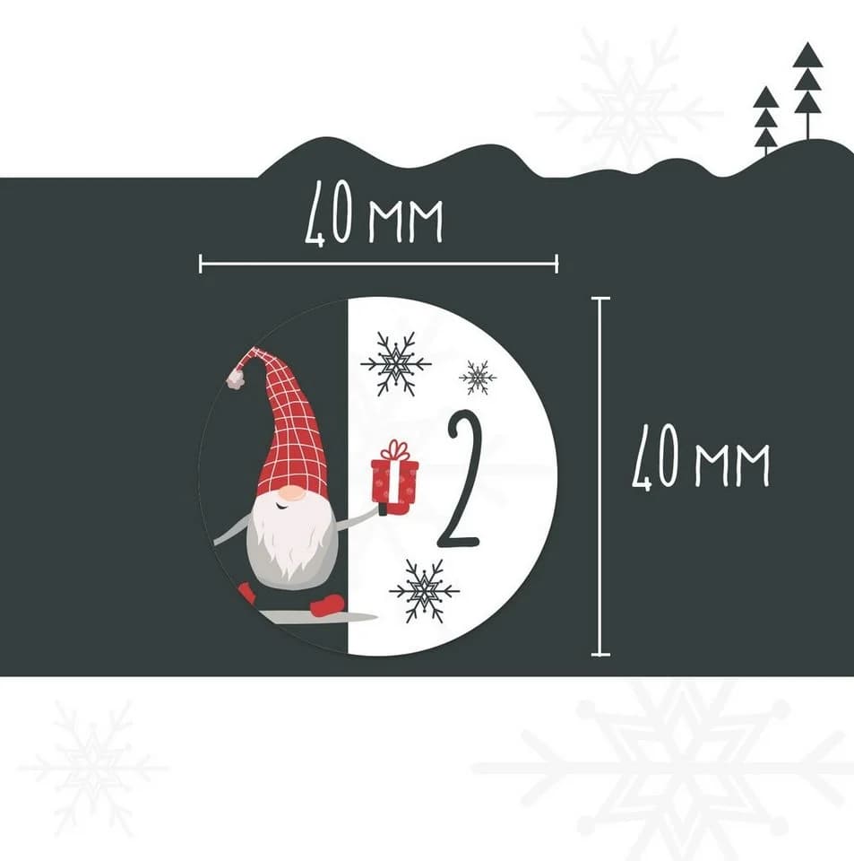 younikat 24 Zahlen-Aufkleber Adventskalender Rot Selbstklebend