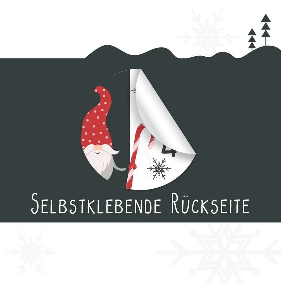 younikat 24 Zahlen-Aufkleber Adventskalender Rot Selbstklebend - Bild 4