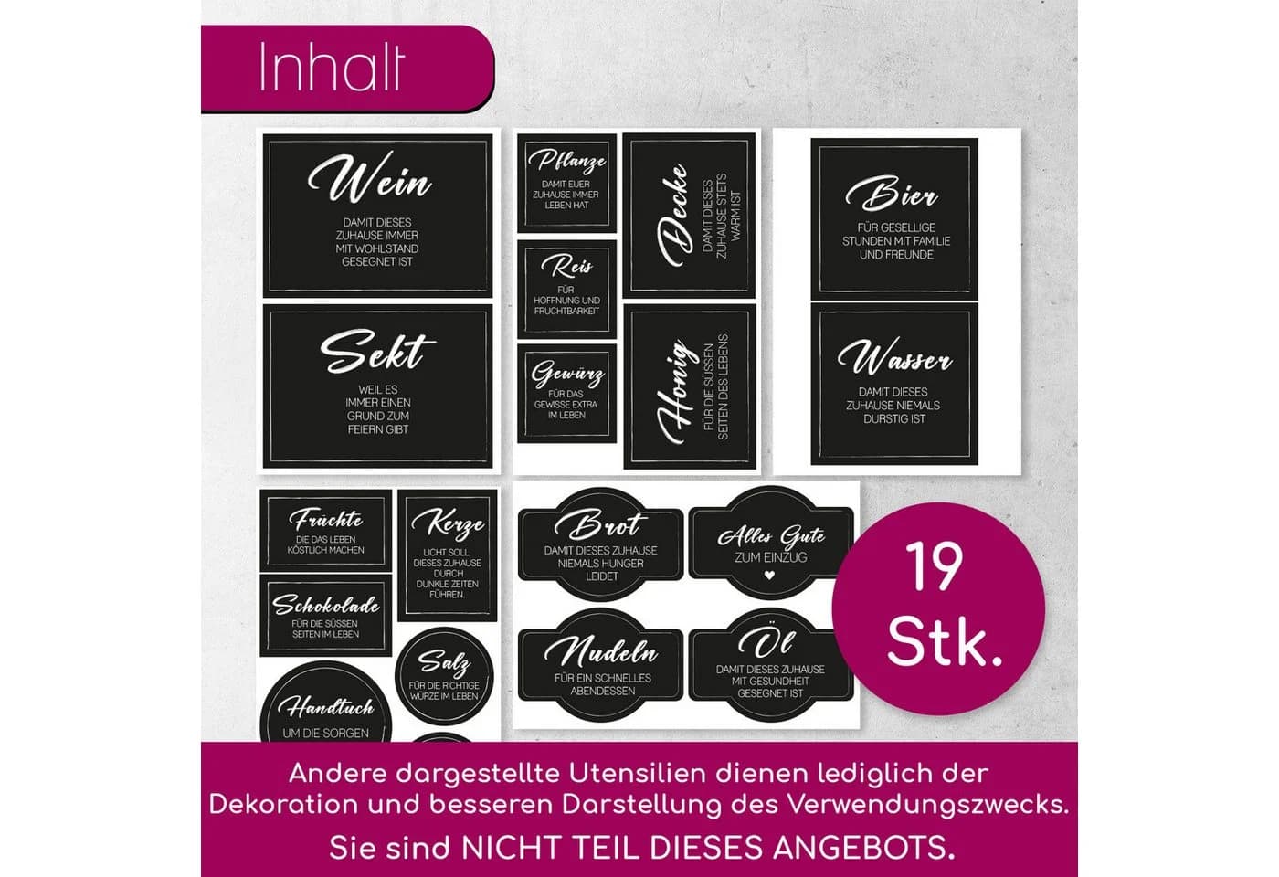 younikat Aufkleber Set 19 Stück Einzug Motiv schwarz - Bild 3