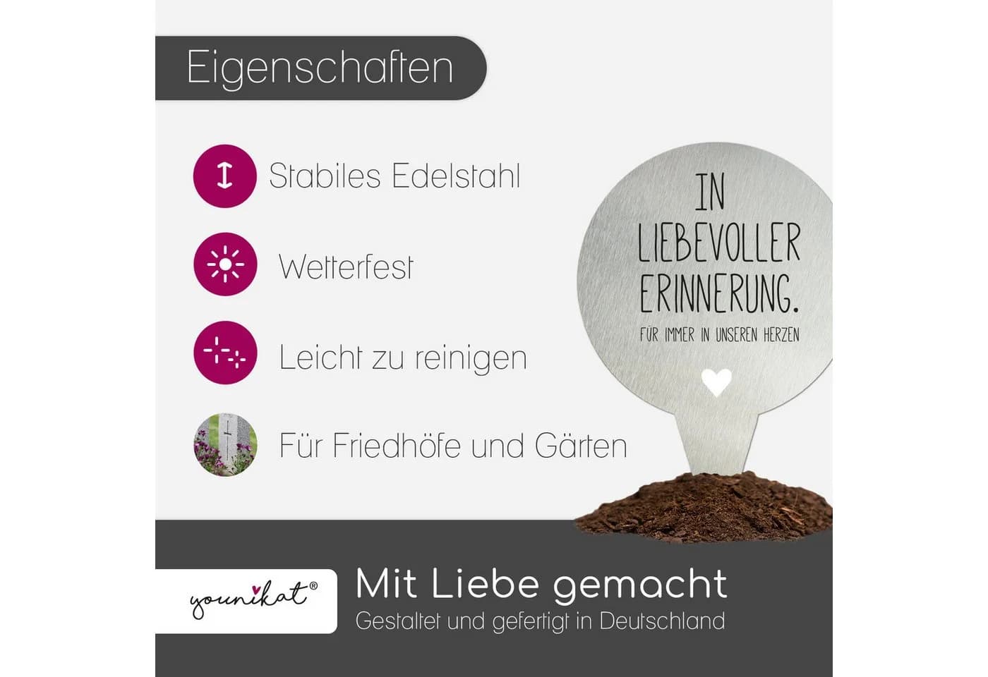 younikat Dekofigur Grabstecker Edelstahl 16cm Grabschmuck - Bild 3