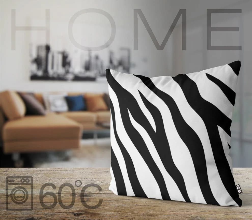 VOID Kissenbezug Schwarz-Weiß Zebra-Muster Leinwand