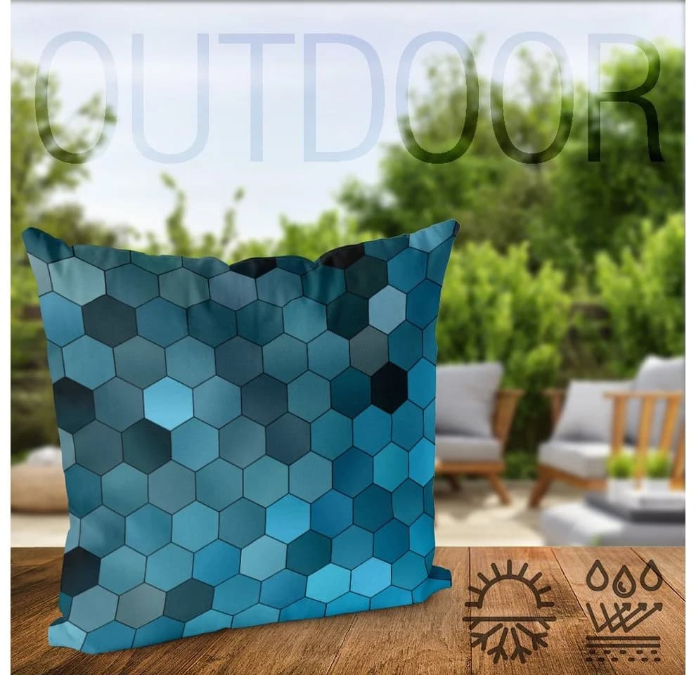 VOID Kissenbezug Blau Türkis Grafik Kunst Technik Geometrisch Wasser Fliesen - Bild 3