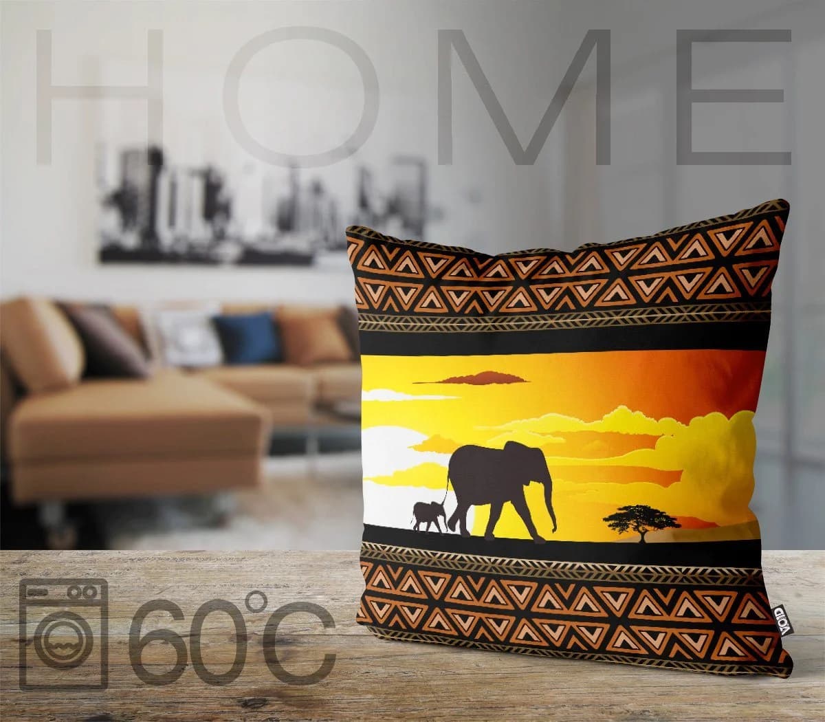VOID Kissenbezug Afrika Elefanten Giraffen Bunt - Bild 3