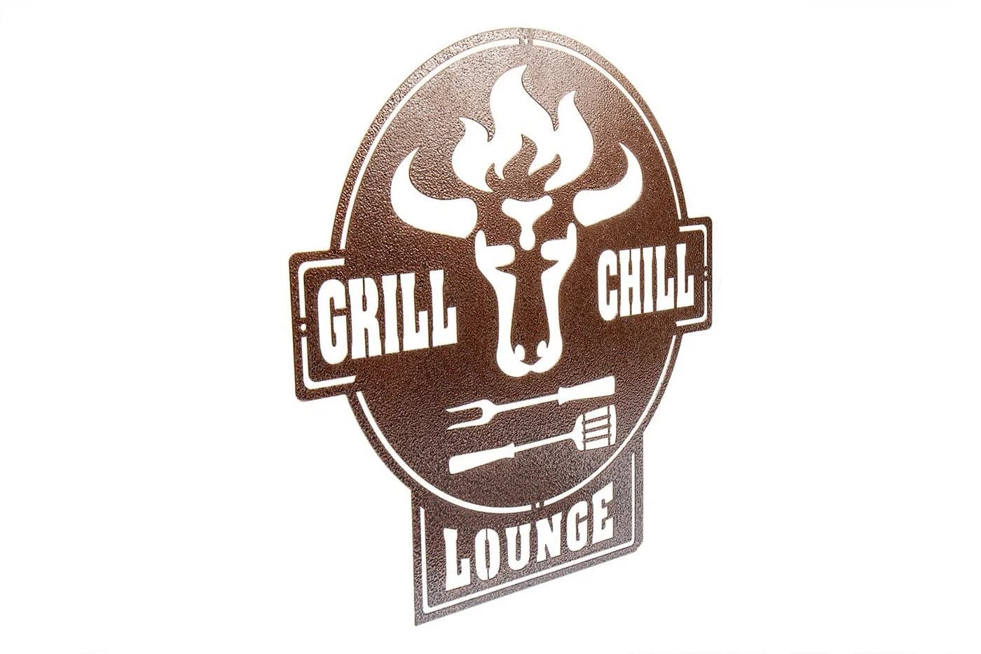 teileplus24 Gartenschild Grill & Chill Lounge Metallschild Schwarz