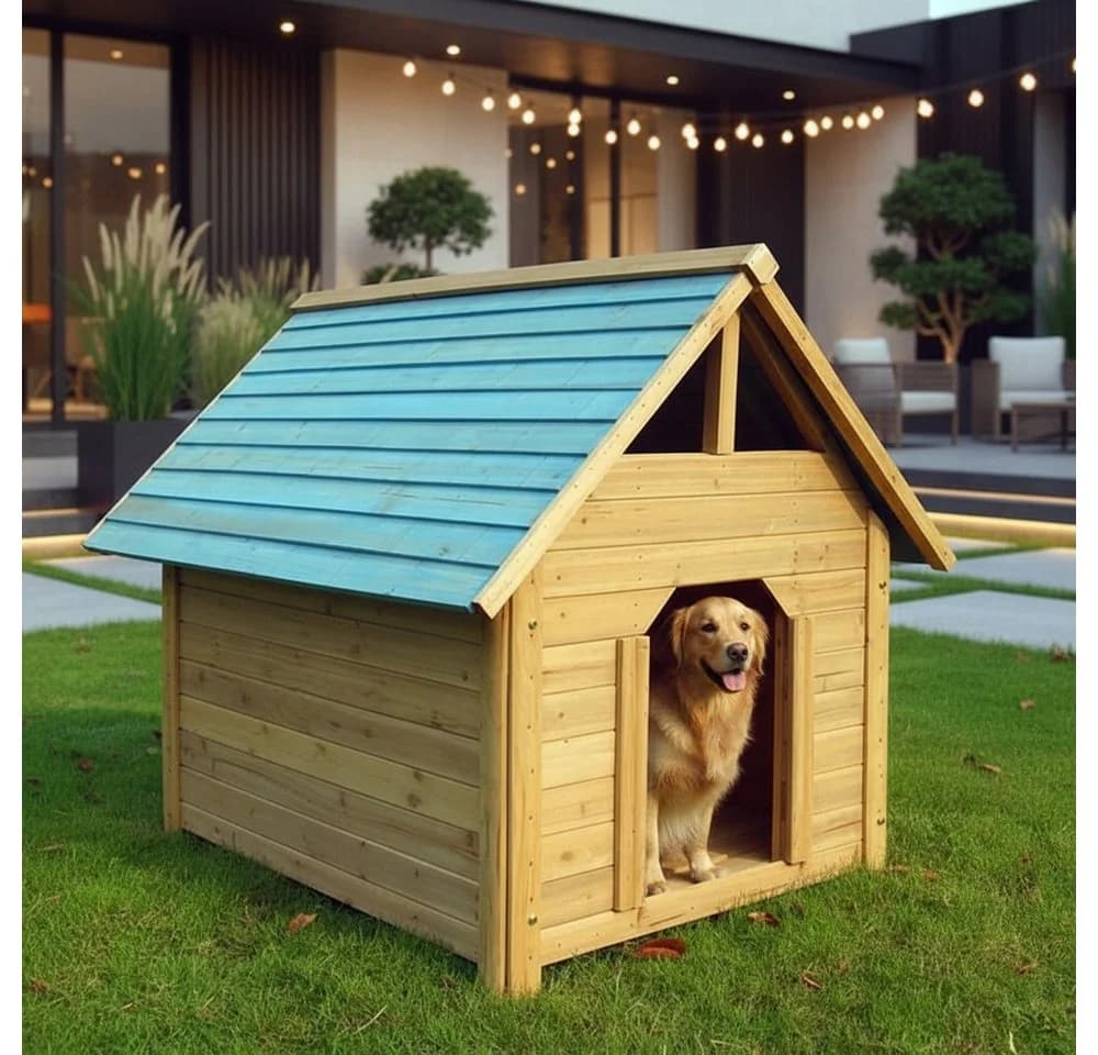 Melko Hundehütte Wetterfest Blockhaus Stil - Bild 2