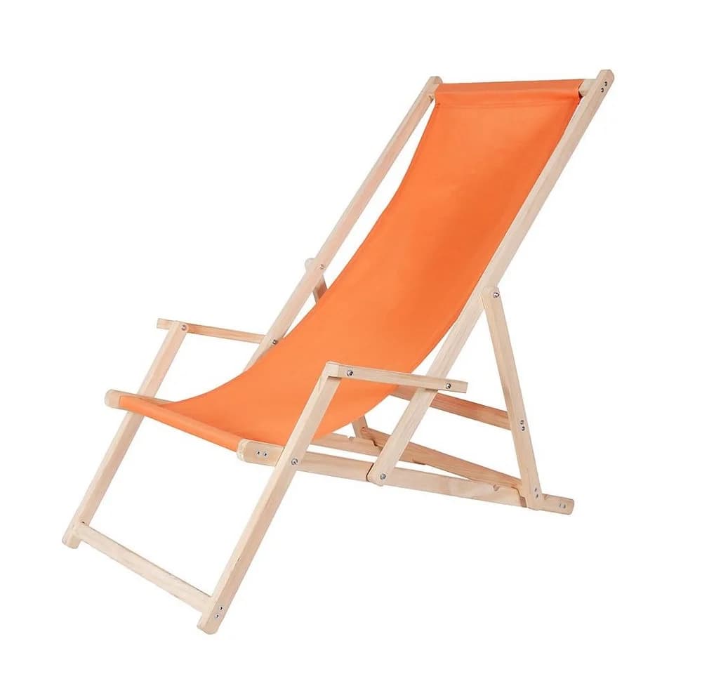Melko Klappbare Gartenliege aus Holz mit verstellbarer Rückenlehne Orange