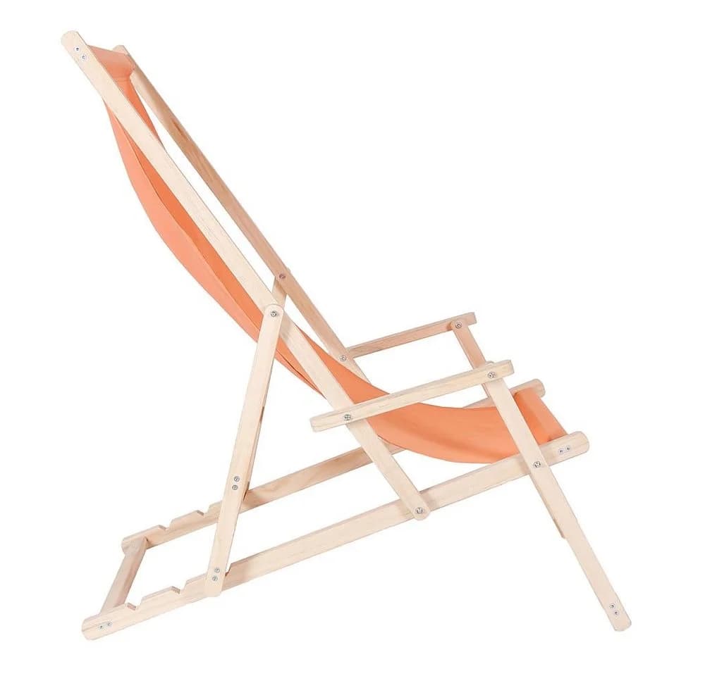 Melko Klappbare Gartenliege aus Holz mit verstellbarer Rückenlehne Orange - Bild 3