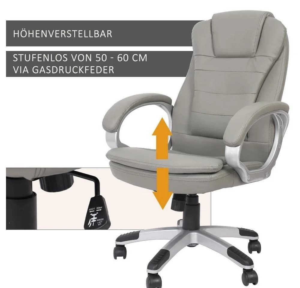 Melko Bürostuhl Grau Kunstleder Ergonomisch - Bild 3