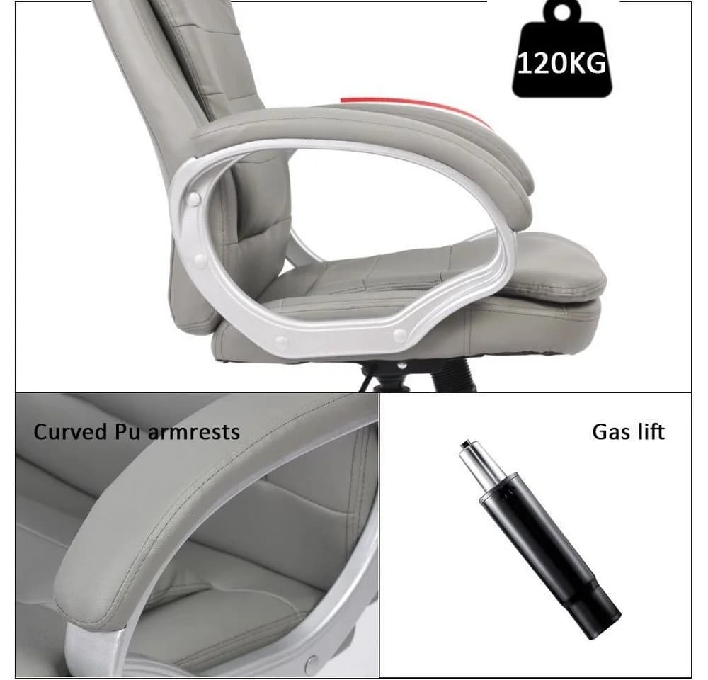 Melko Bürostuhl Grau Kunstleder Ergonomisch - Bild 4
