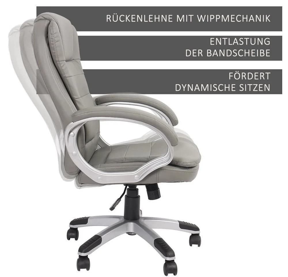Melko Bürostuhl Grau Kunstleder Ergonomisch - Bild 5