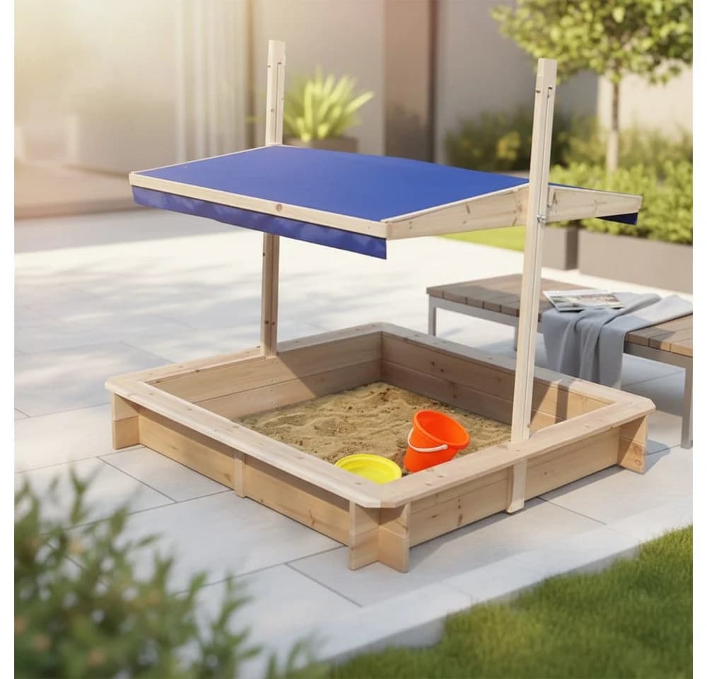 Melko Sandkasten mit Sonnendach Blau Holz - Bild 2