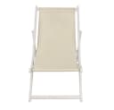 Melko Gartenliege Strandliege Klappbar Beige Weiß Bild 3