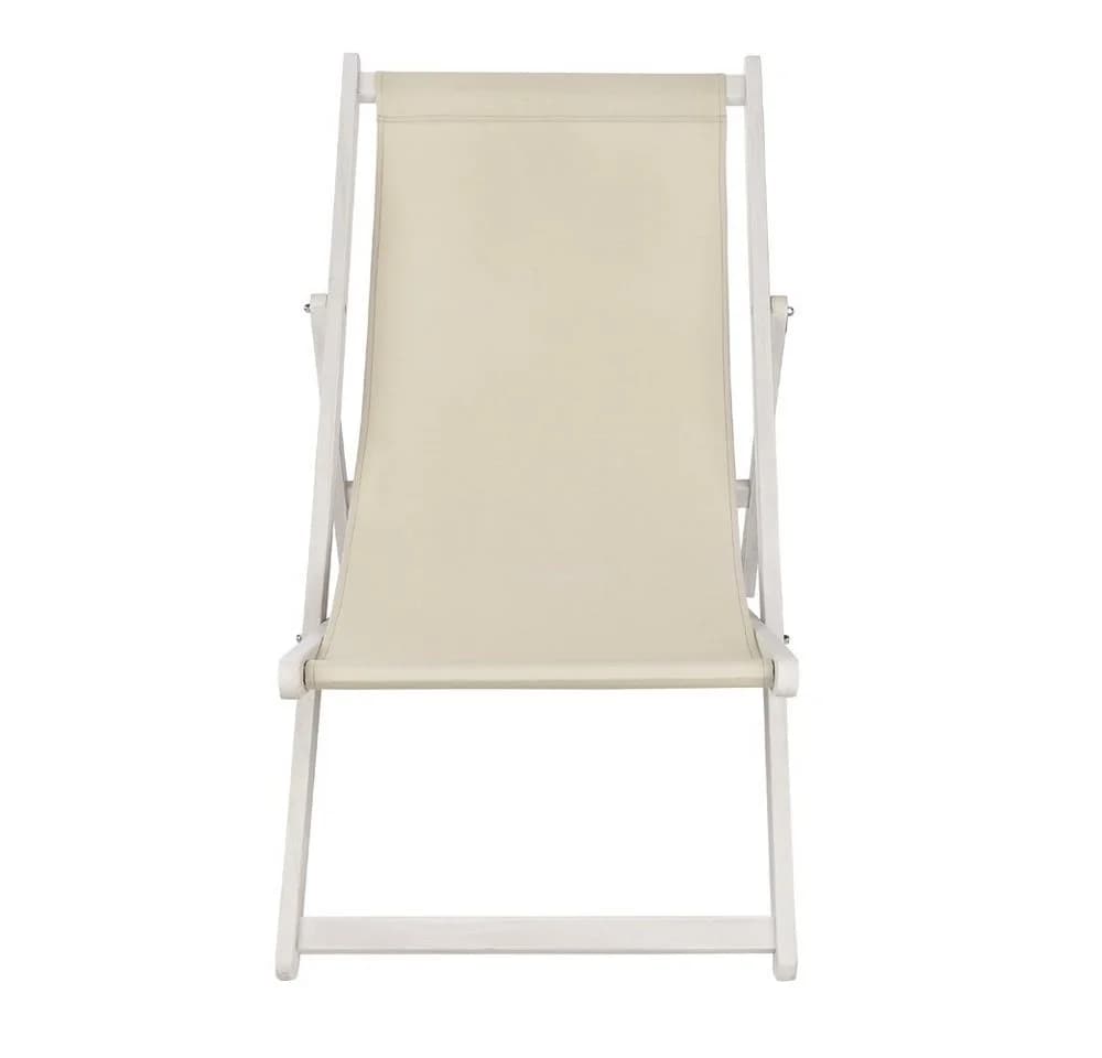 Melko Gartenliege Strandliege Klappbar Beige Weiß - Bild 3