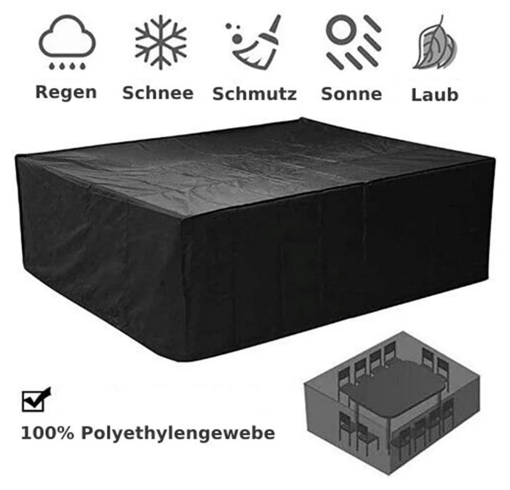 Melko Gartenmöbel-Schutzhülle Schwarz mit Kordelverschluss - Bild 2