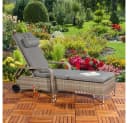 Melko Gartenliege Polyrattan Grau mit Kissen & Rollen Bild 2