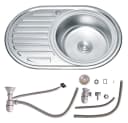 Melko Edelstahlspüle mit Ablage, Rund, 77 cm, Silber Bild 2