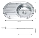 Melko Edelstahlspüle mit Ablage, Rund, 77 cm, Silber Bild 5
