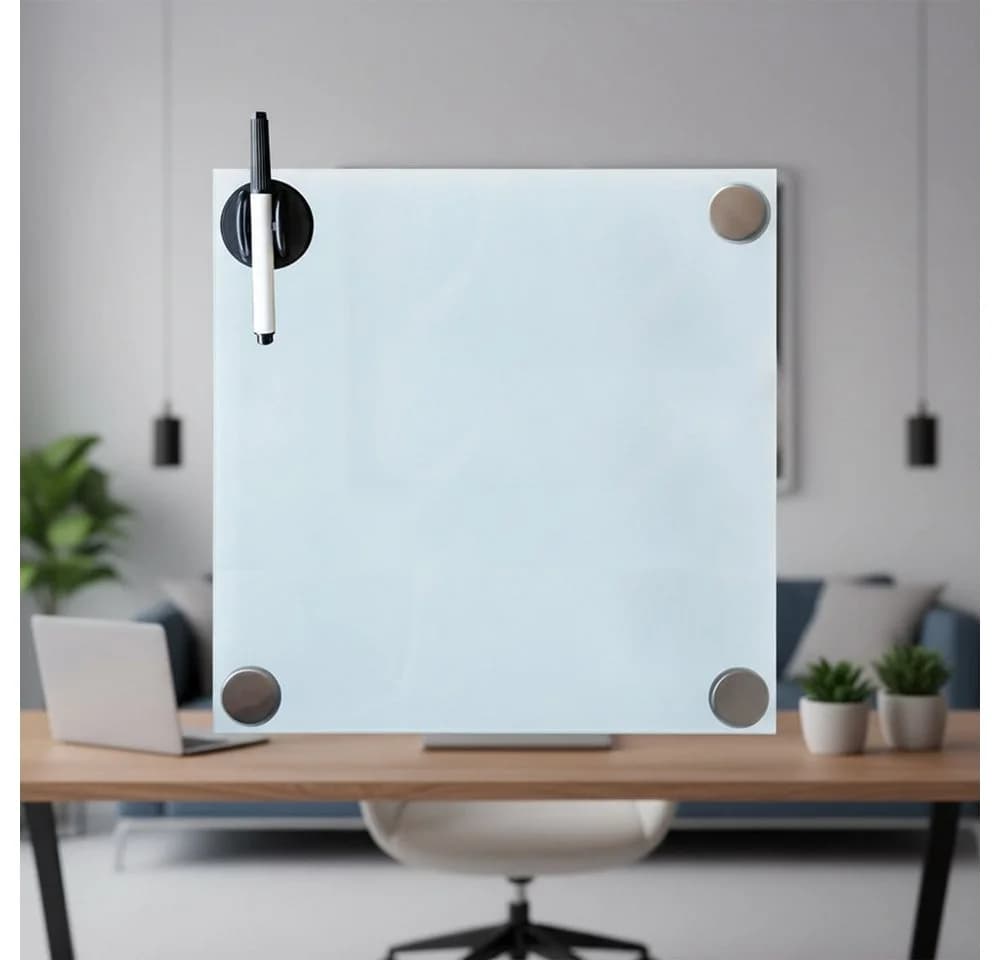 Melko Glasmagnettafel Weiß mit Magnetschwamm & Marker - Bild 2