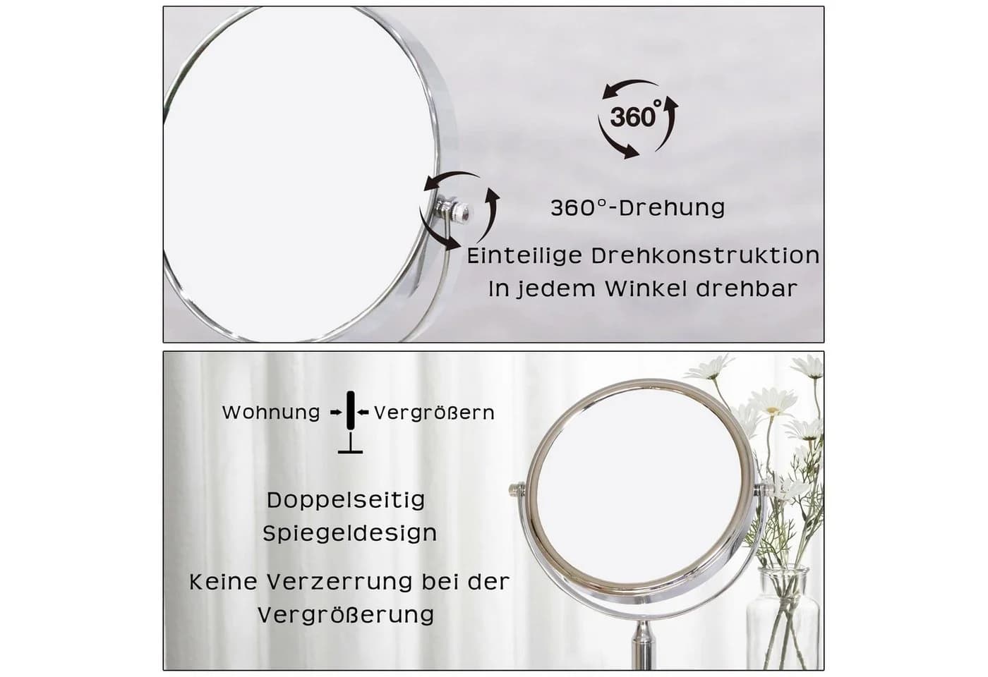 Melko Kosmetikspiegel Silber 10-fache Vergrößerung Badspiegel - Bild 3