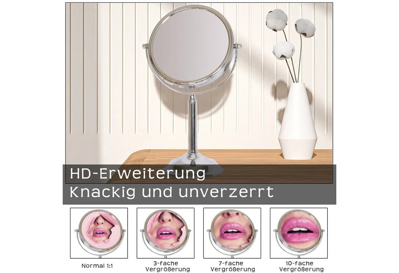 Melko Kosmetikspiegel Silber 10-fache Vergrößerung Badspiegel - Bild 5