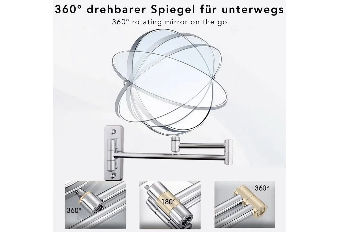 Melko Kosmetikspiegel 10-fach Vergrößerung Silber - Bild 3