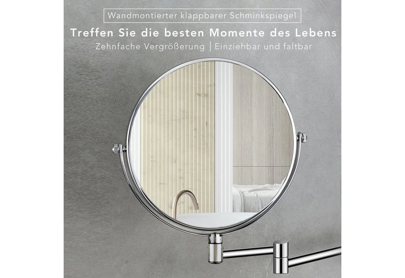 Melko Kosmetikspiegel 10-fach Vergrößerung Silber - Bild 5