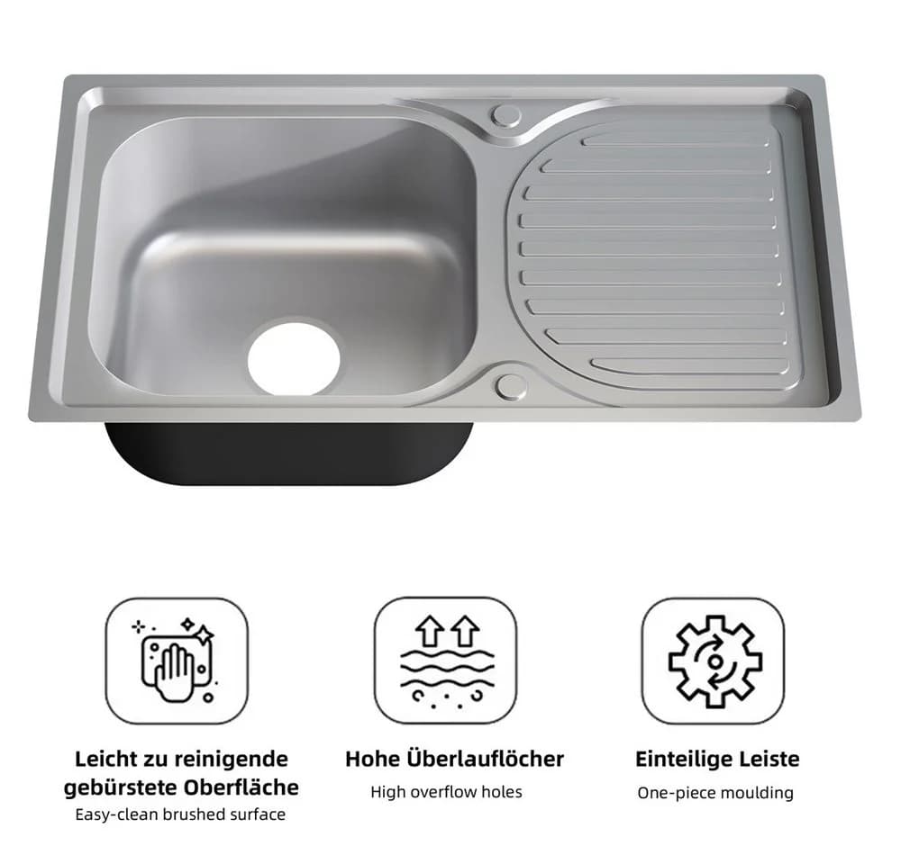 Melko Edelstahlspüle Einbauspüle mit Ablage und Zubehör - Bild 3