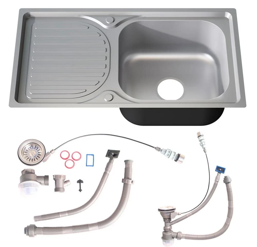 Melko Einbauspüle Edelstahl Komplett-Set Modern Silber - Bild 2